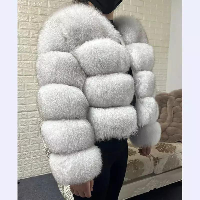 2023 Natural Real Fox Fur Coat Women Winter Long Sleeve Luxury Raccoon Fur Jackets Thick Top Female Furry Coat Vest