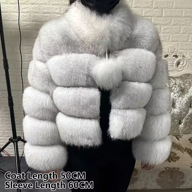 2023 Natural Real Fox Fur Coat Women Winter Long Sleeve Luxury Raccoon Fur Jackets Thick Top Female Furry Coat Vest