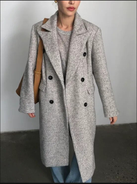 2023 Women Fashion Woolen long Coat