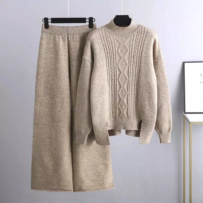 3 Piece Cashmere Women Pants Sweater Set