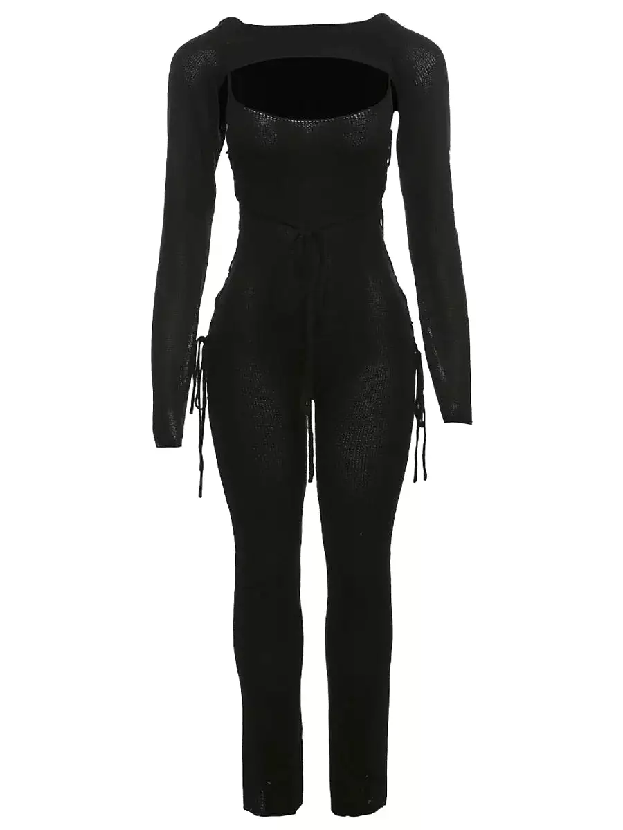 Active Sweater Bodysuit+Long Sleeve Crop Top+Elastic Slim Pants