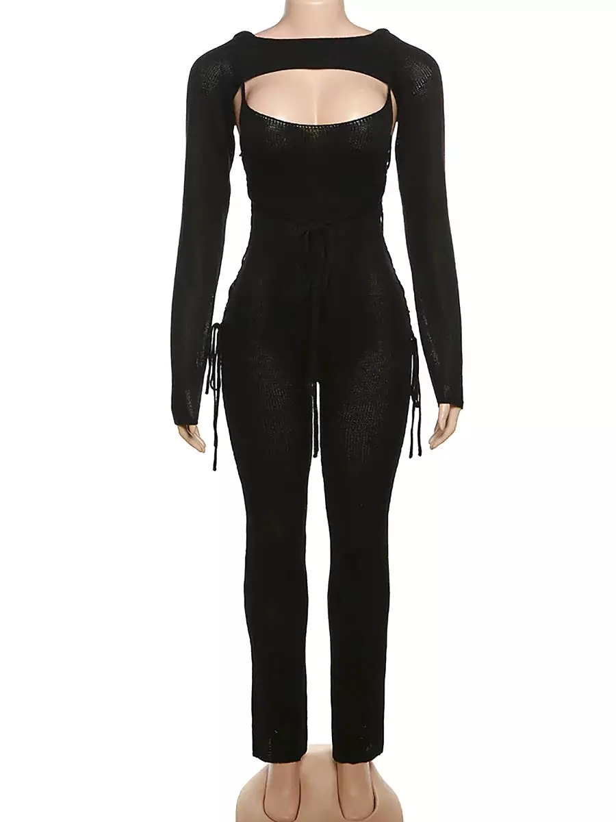 Active Sweater Bodysuit+Long Sleeve Crop Top+Elastic Slim Pants