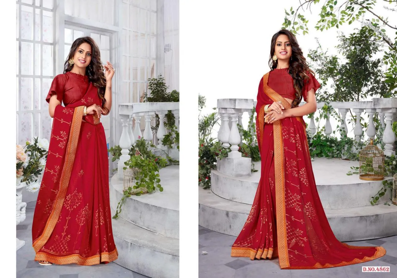 Aishwarya Bhoomi Red Designer Casual Sarees Collection