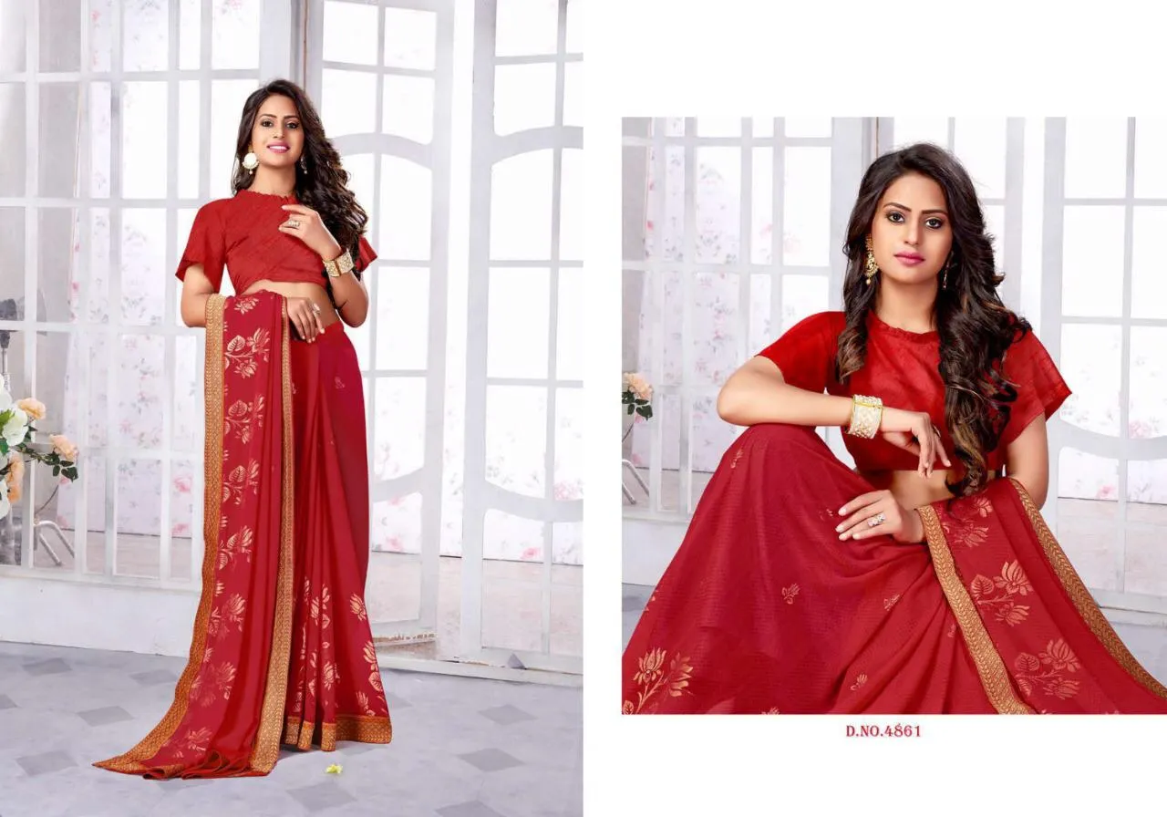 Aishwarya Bhoomi Red Designer Casual Sarees Collection