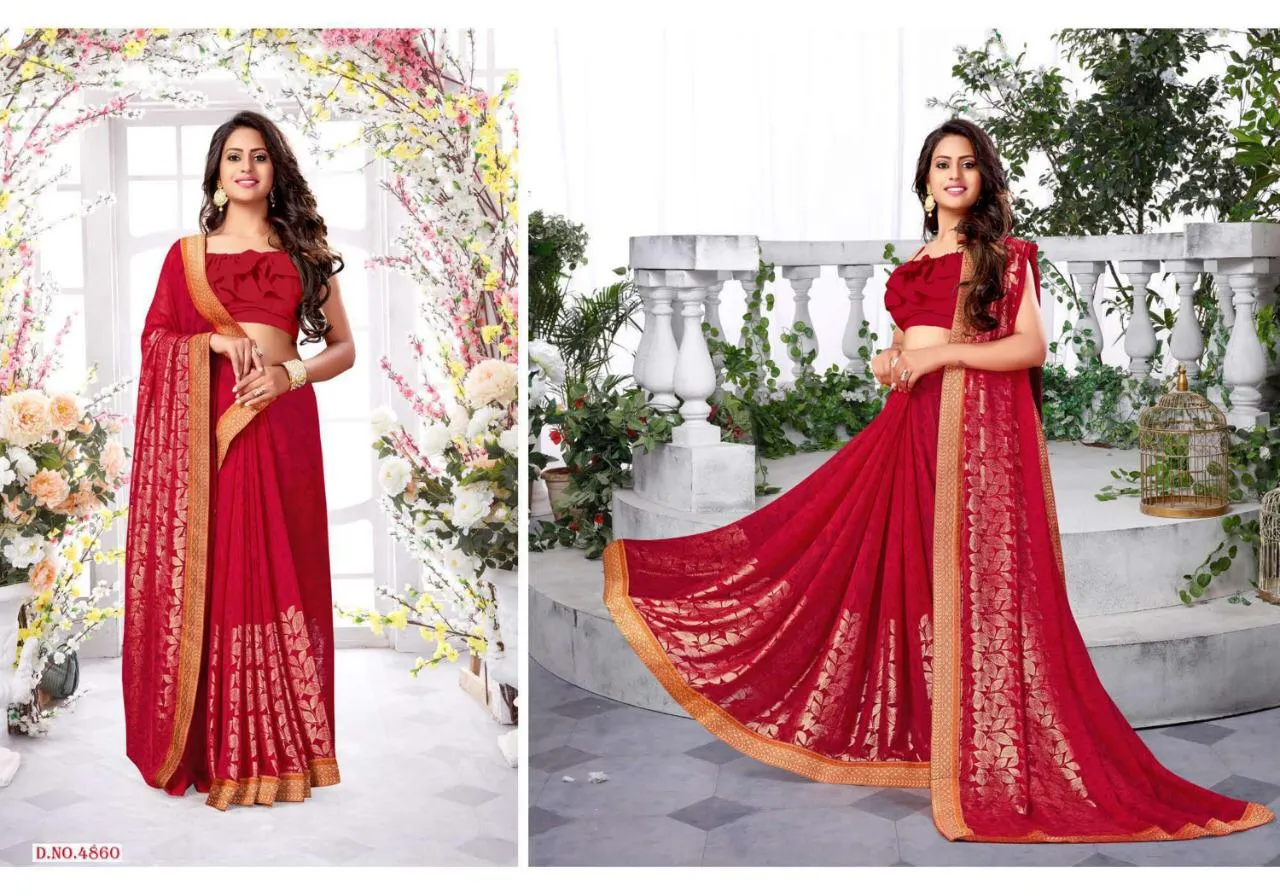 Aishwarya Bhoomi Red Designer Casual Sarees Collection