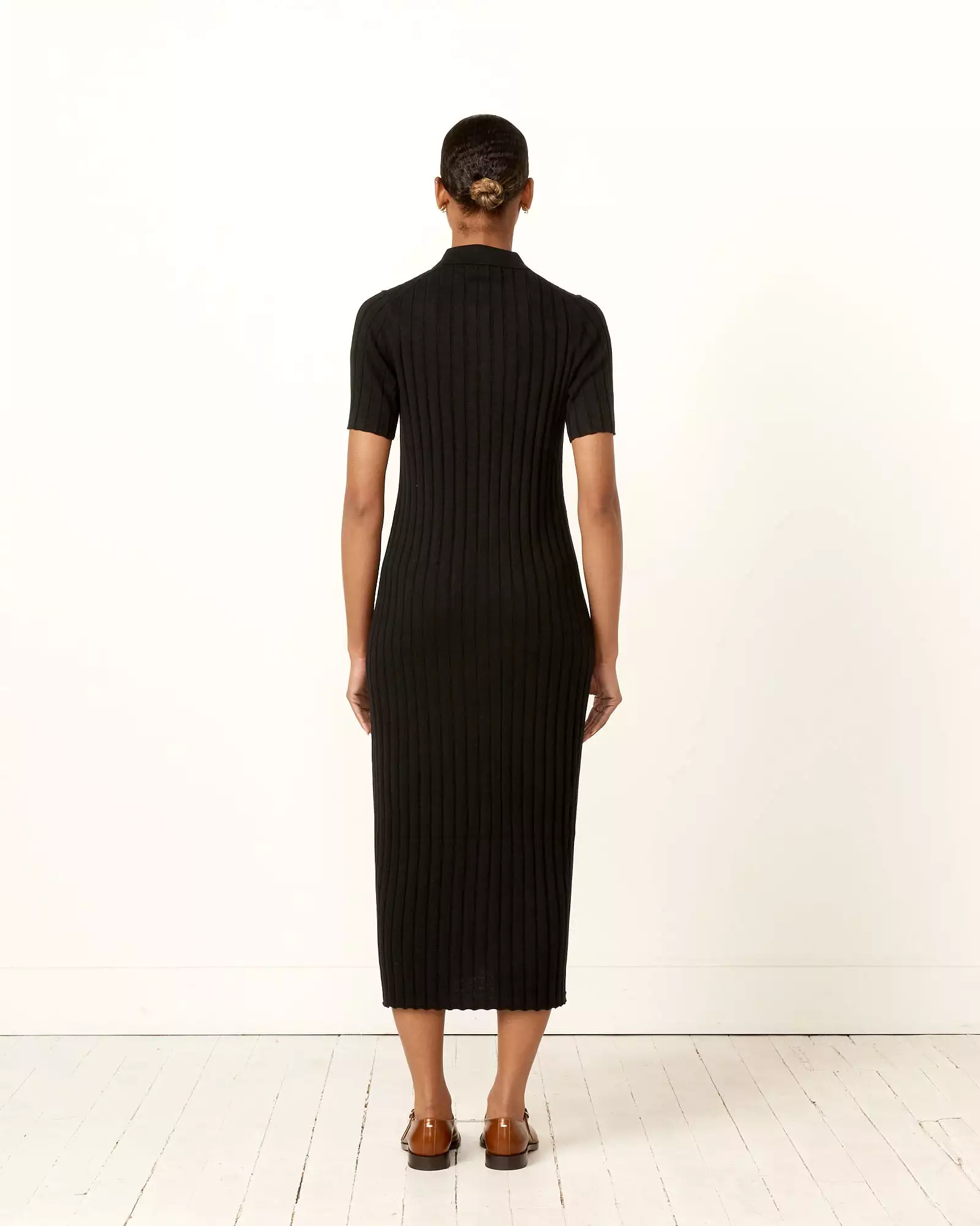 Alice Ribbed Sweater Dress in Black