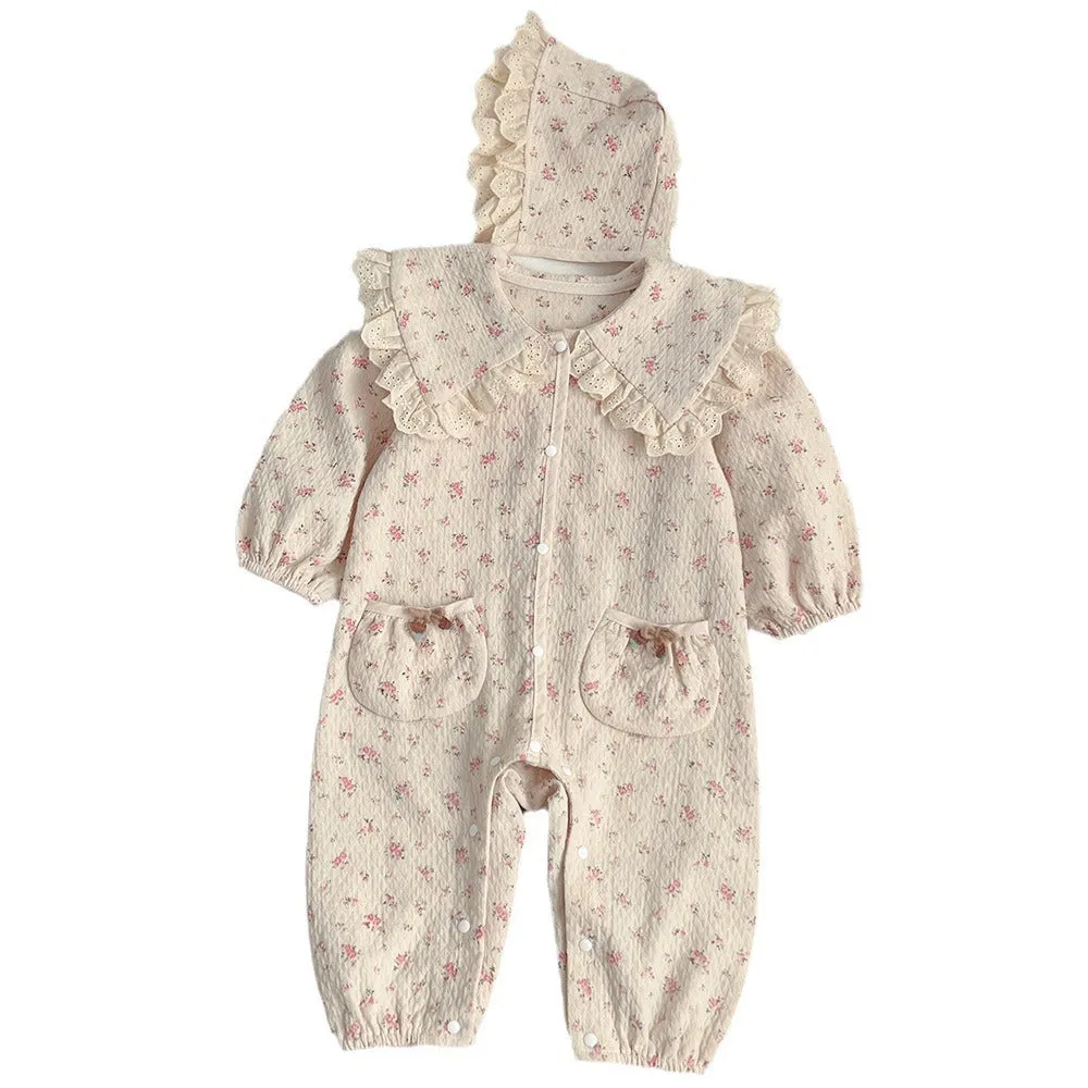 Baby Kid Girls Flower Print Print Jumpsuits Wholesale 240301111