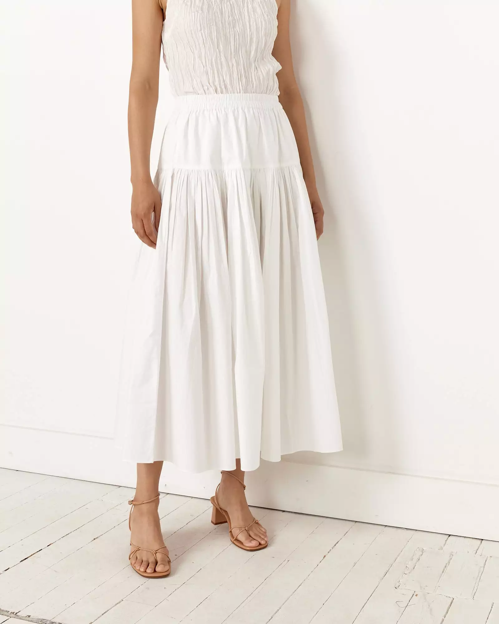 Bayeux Yoke Maxi Skirt in Chalk