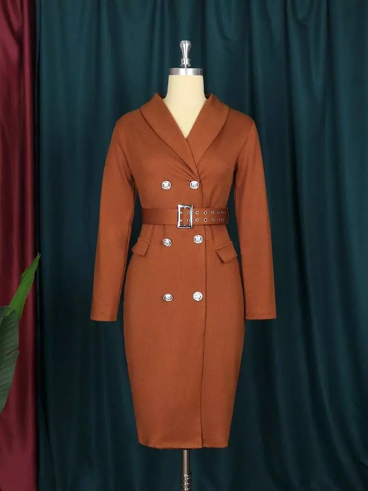 Belted Double-Breasted Blazer Dress