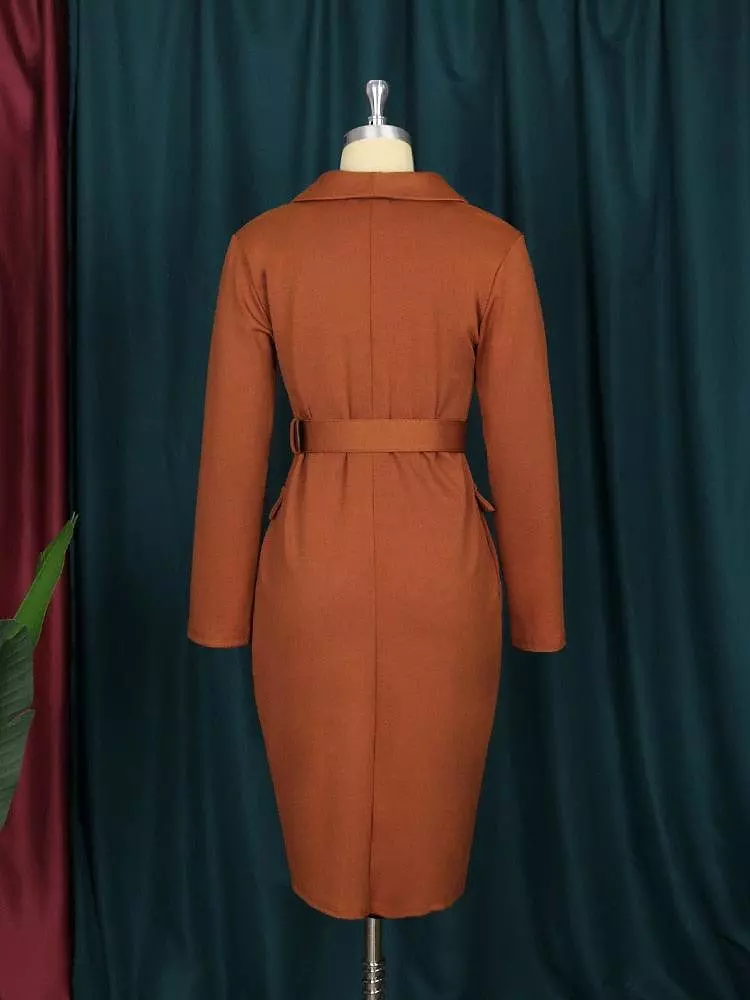 Belted Double-Breasted Blazer Dress