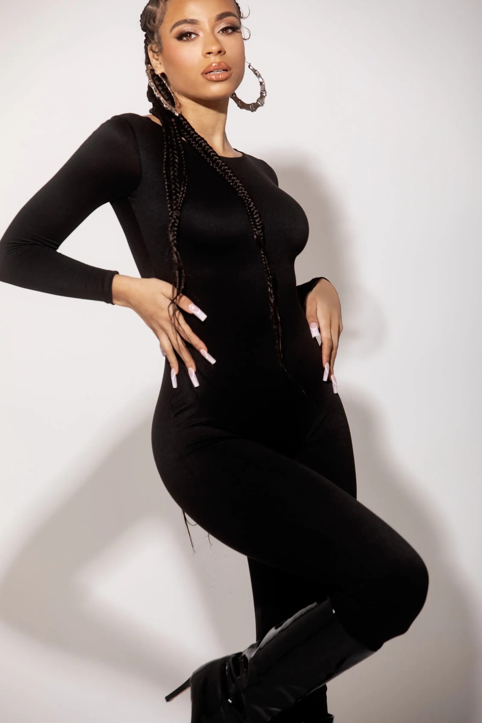 Black Deep Back Jumpsuit