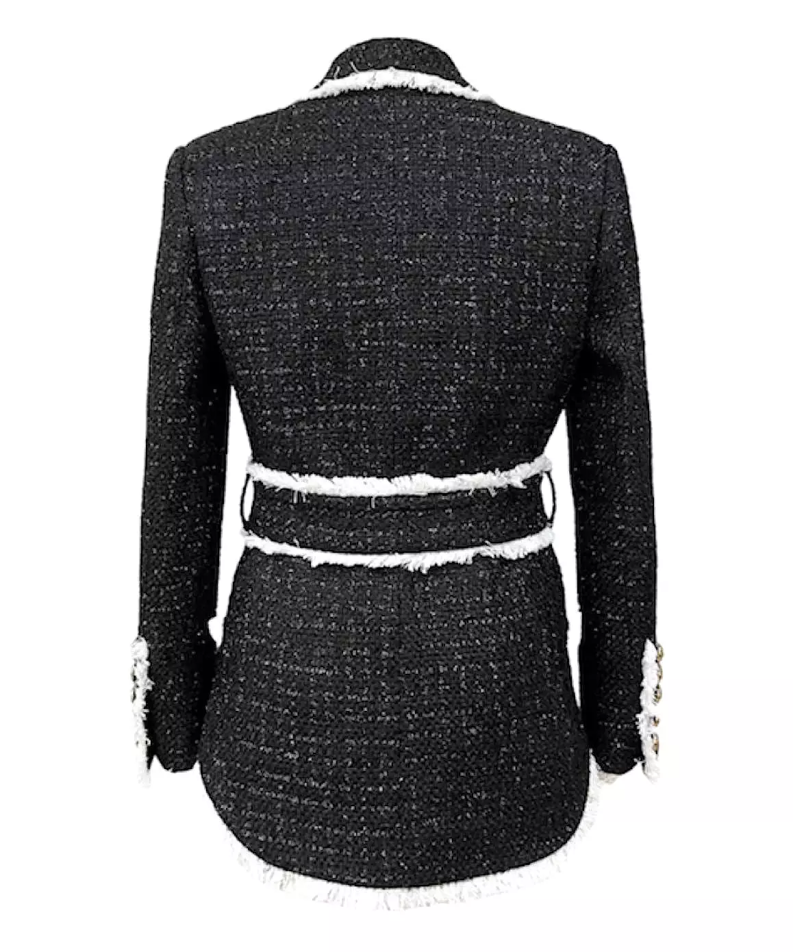 Black Tweed Belted Blazer