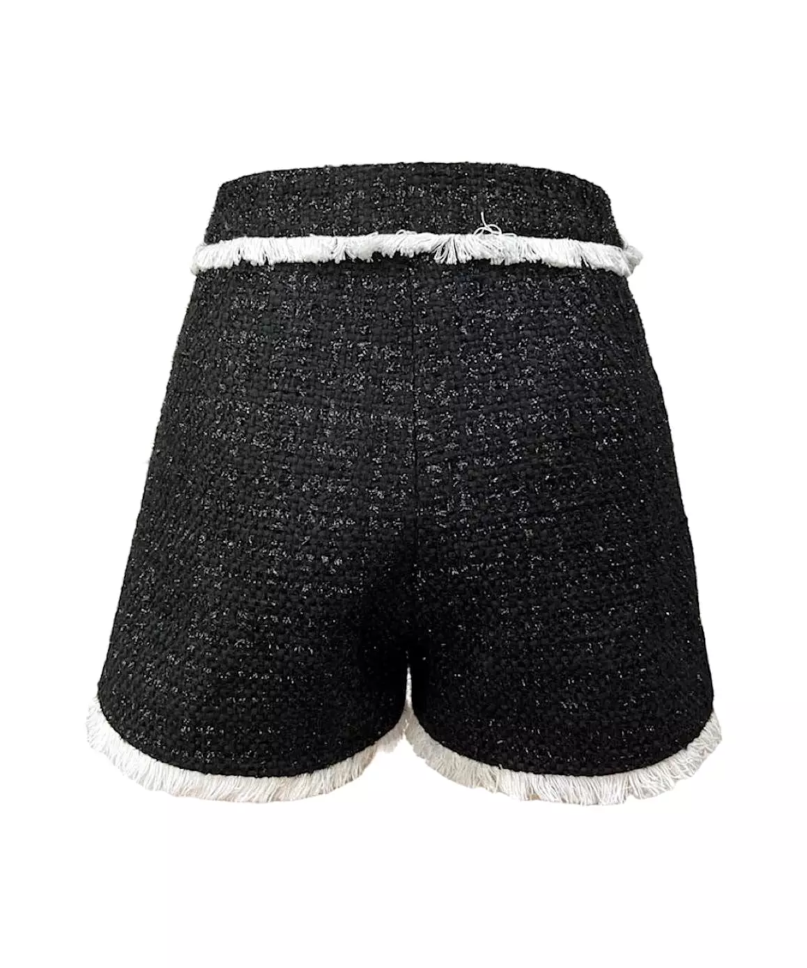 Black Tweed Raw Edged Shorts