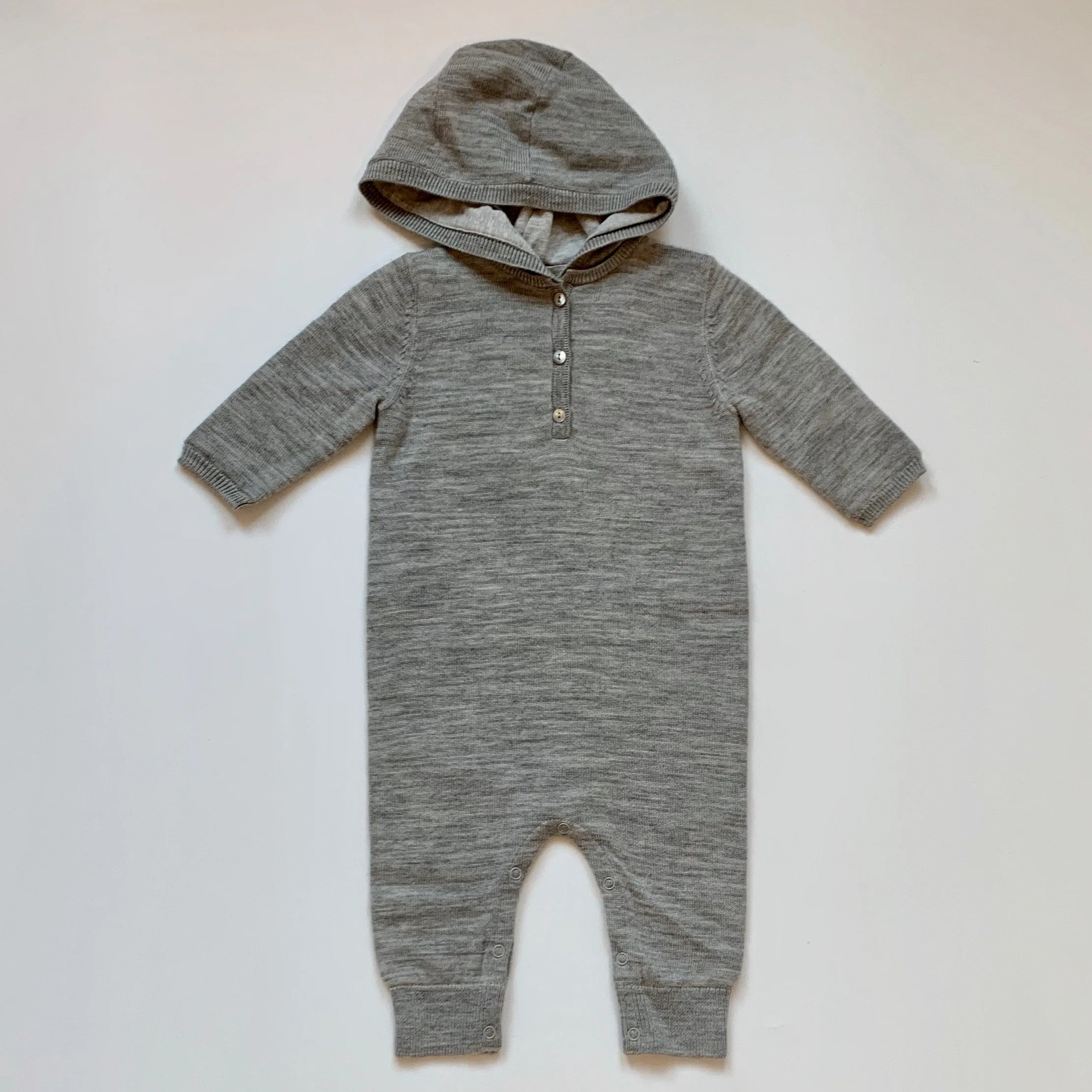 Bonpoint Grey Wool All-In-One: 6 Months