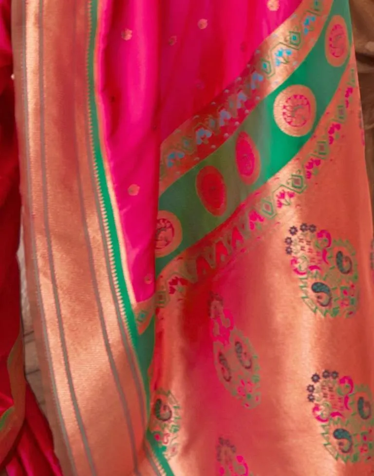 Bright Pink Silk Woven Sarees