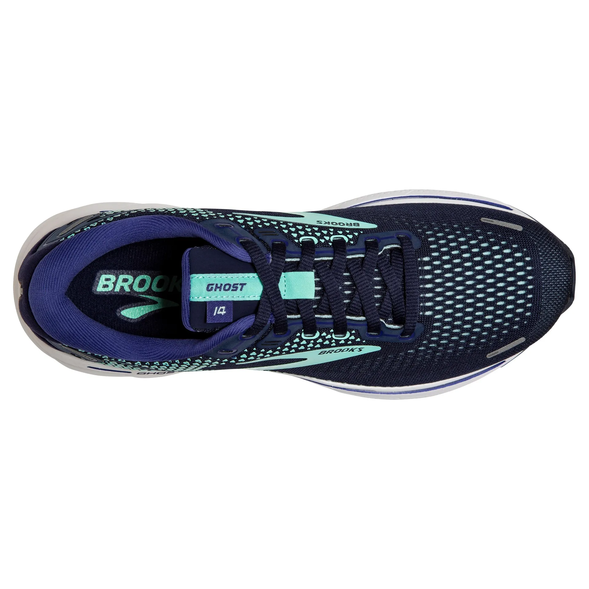 Brooks Womens Ghost 14 Lightweight Athletic Shoe- Peacoat/Yucca/Navy