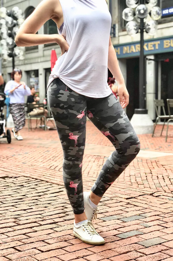 Camo Flamingo Print Leggings