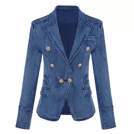 Casual Denim Blazer Women - Casual - Plain-Solid