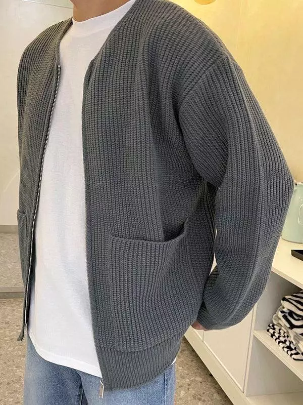 Casual Lazy Style Men Cardigan Sweater