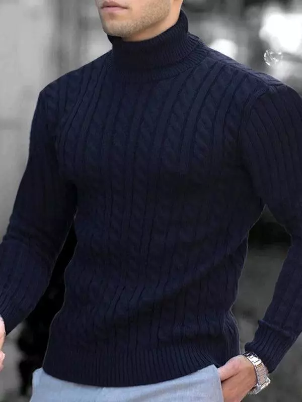 Casual Tight Stretch Men Sweater Turtleneck