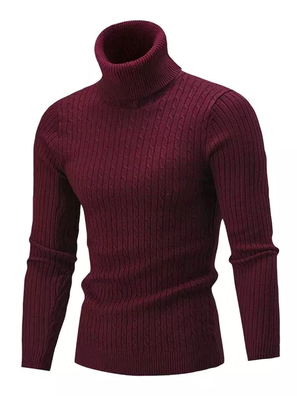 Casual Tight Stretch Men Sweater Turtleneck