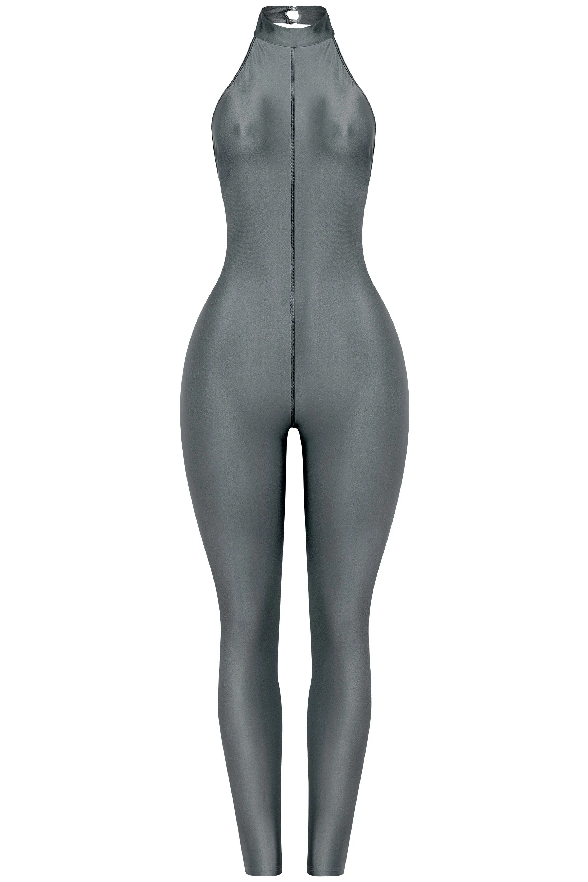 Charcoal Full Length Halter Jumpsuit