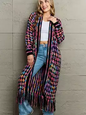 Colorful Plaid Rainbow Cardigan Sweater for Women