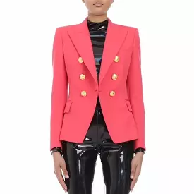 Coral Red Blazer Women - Casual - Plain-Solid