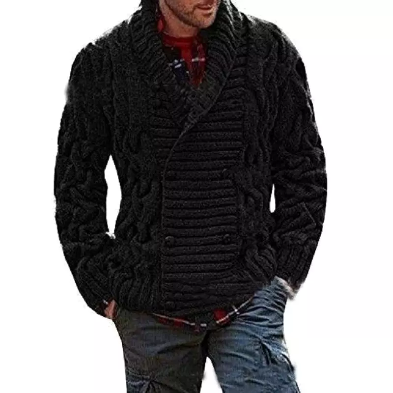 Crocheted Double-Breast Cardigan For Men