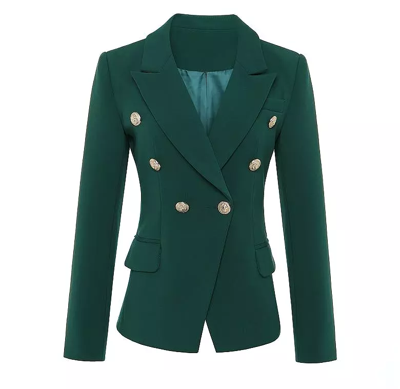 Dark Green Blazer Women - Casual - Plain-Solid