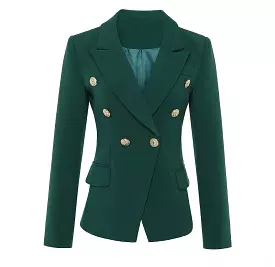 Dark Green Blazer Women - Casual - Plain-Solid