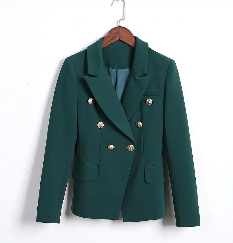 Dark Green Blazer Women - Casual - Plain-Solid