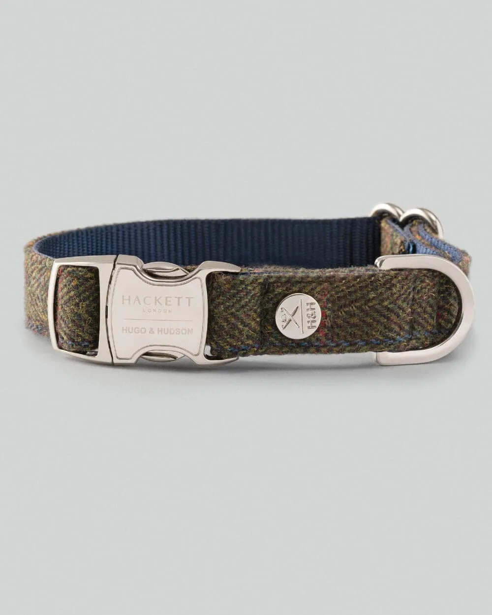 Dark Green Checked Herringbone Tweed Dog Collar