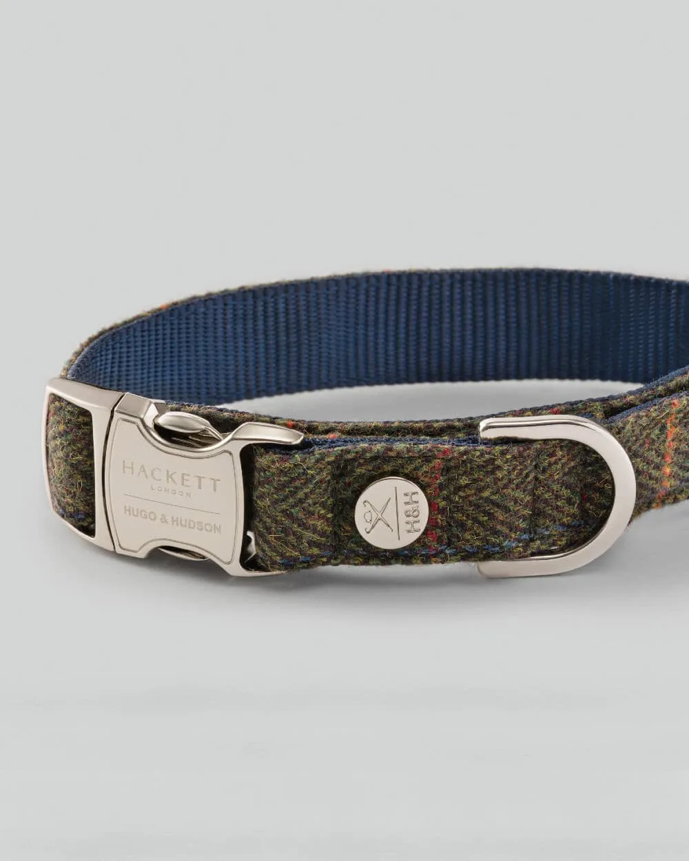 Dark Green Checked Herringbone Tweed Dog Collar