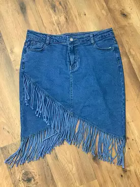 Denim Fringe Skirt