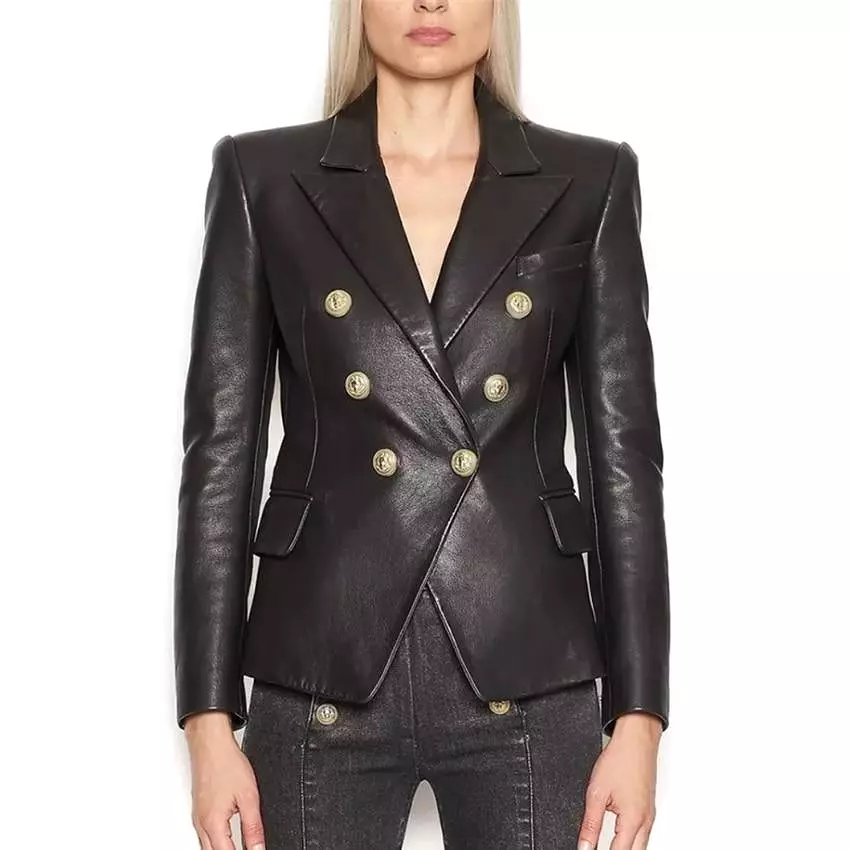 Designer Leather Blazer Women - Casual - Plain-Solid