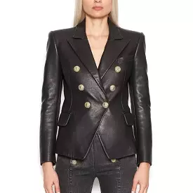 Designer Leather Blazer Women - Casual - Plain-Solid