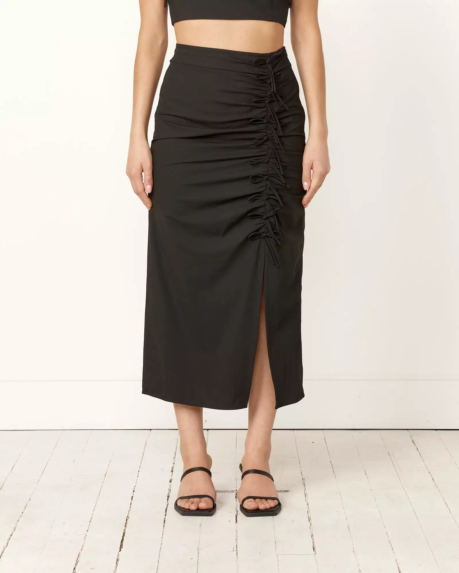 Drapey Melange Midi Skirt