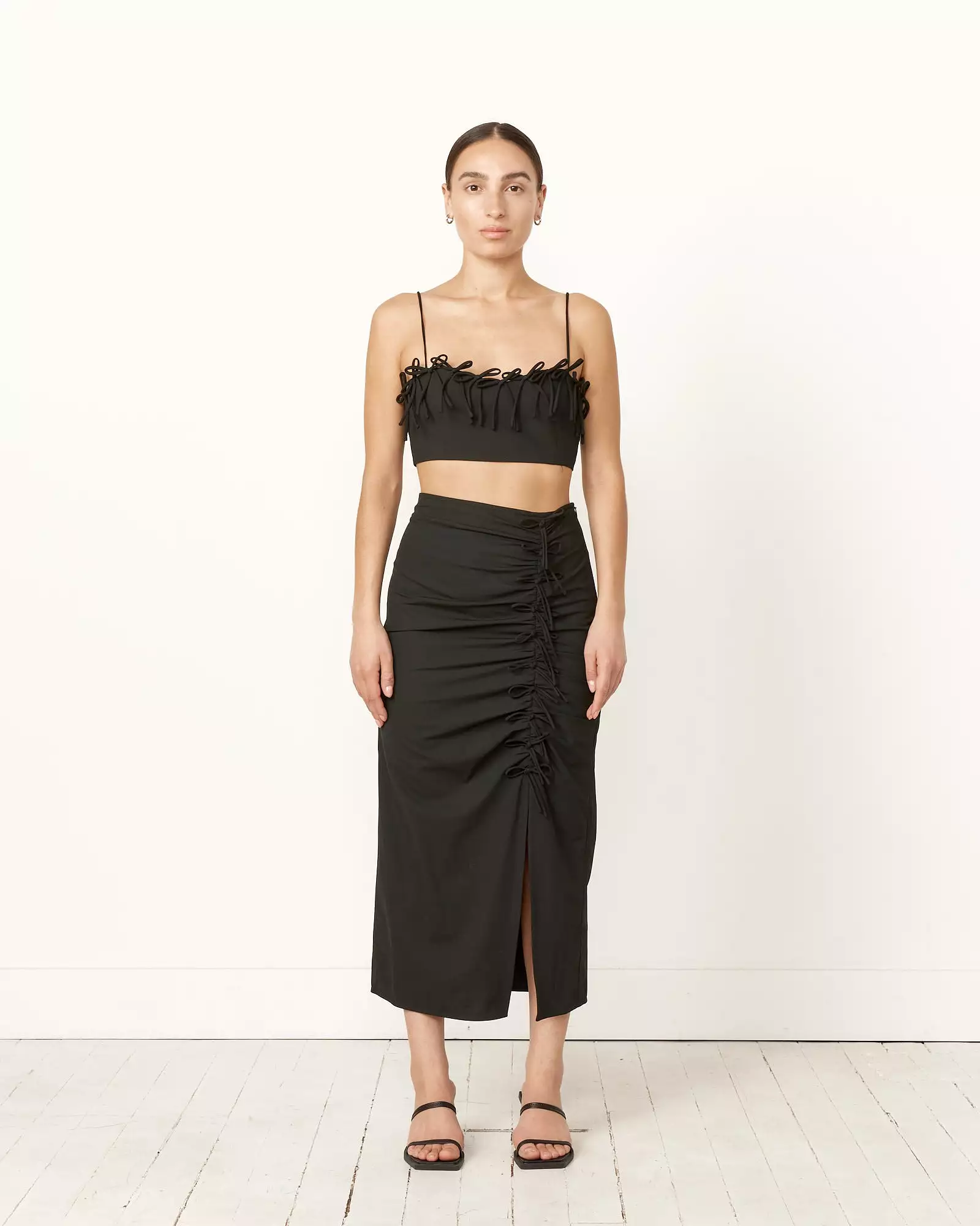 Drapey Melange Midi Skirt