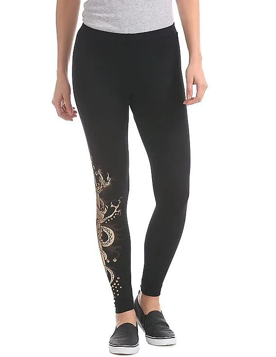 EdHardy Women Printed Studded Leggings