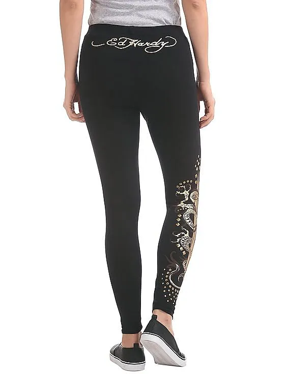 EdHardy Women Printed Studded Leggings