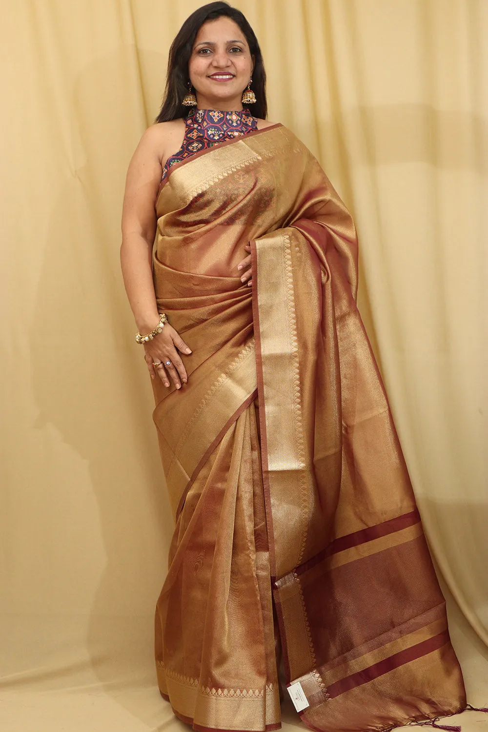 Exquisite Brown Banarasi Tissue Sarees - Limited Edition