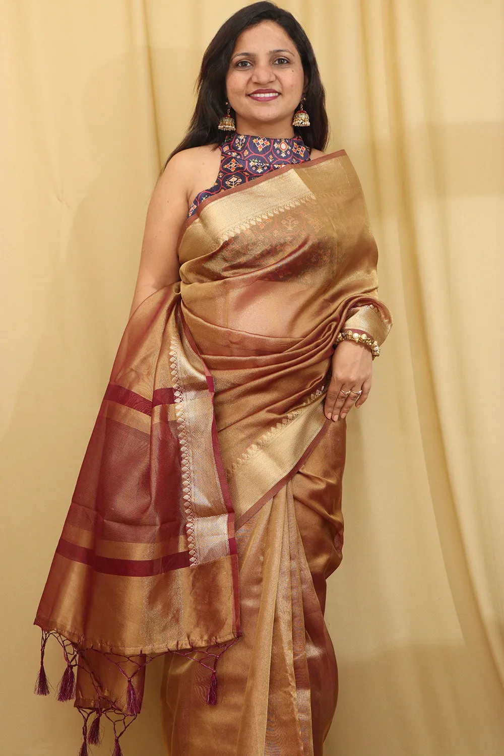 Exquisite Brown Banarasi Tissue Sarees - Limited Edition