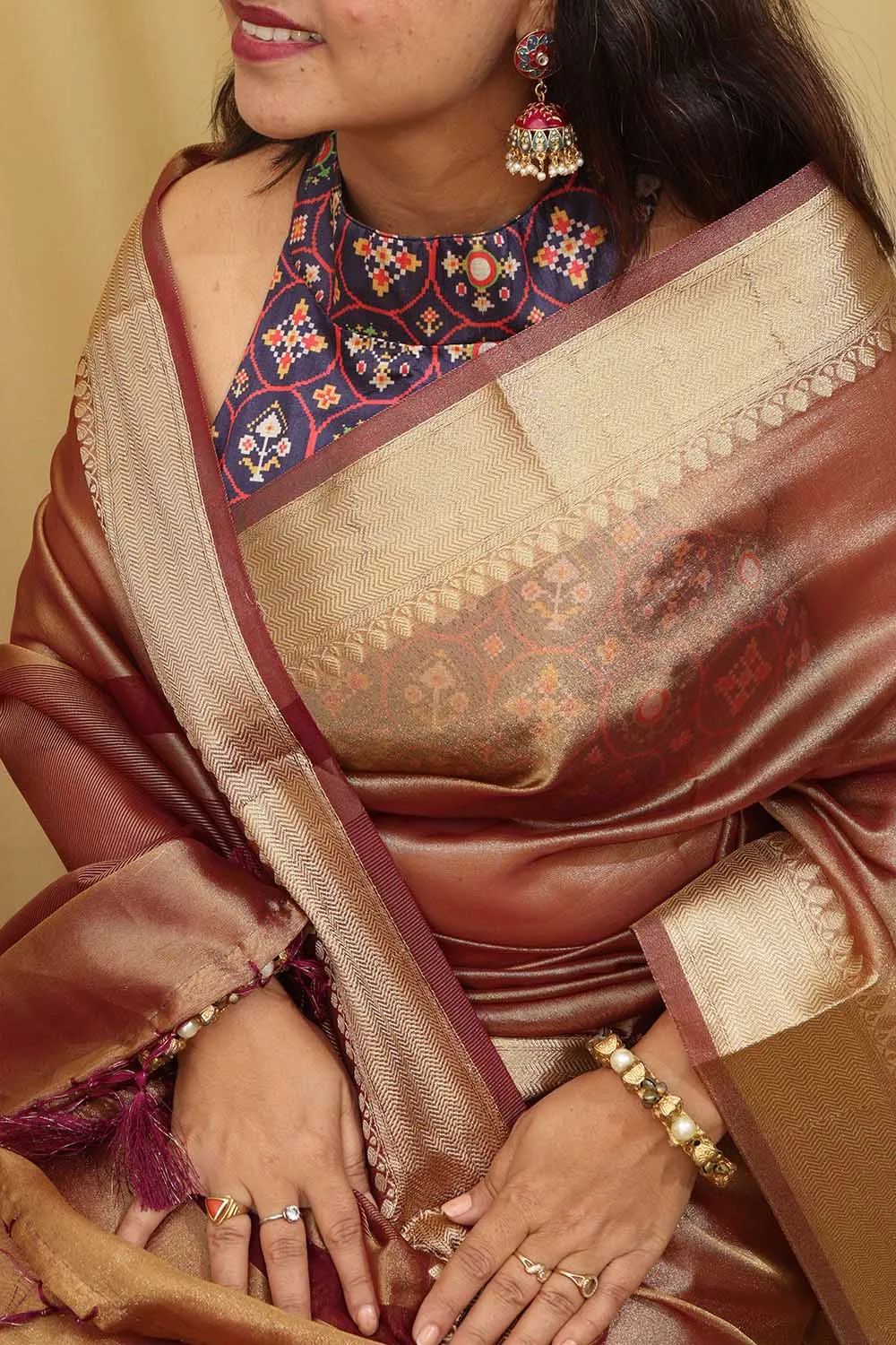 Exquisite Brown Banarasi Tissue Sarees - Limited Edition