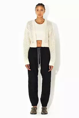 Foam Boucle Cropped Cardigan / Natural