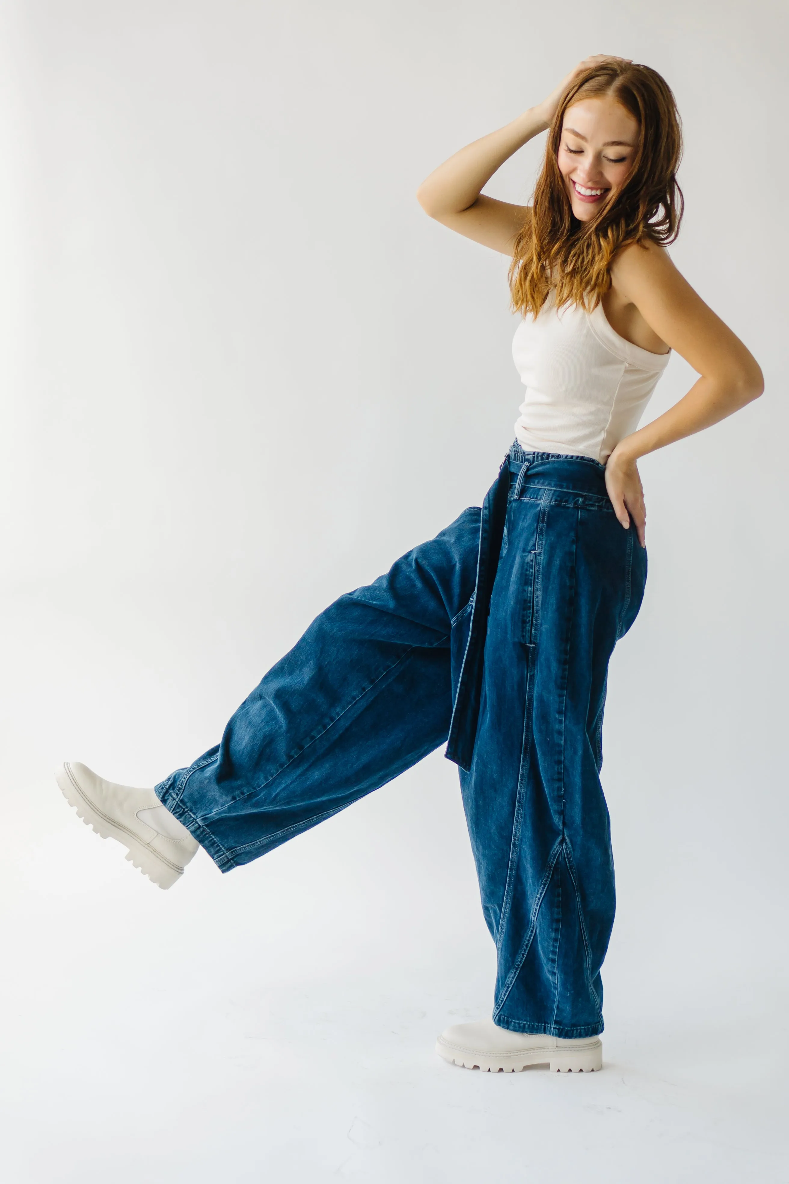 Free People: The Amsterdam High Rise Barrel Jean in Deep Indigo