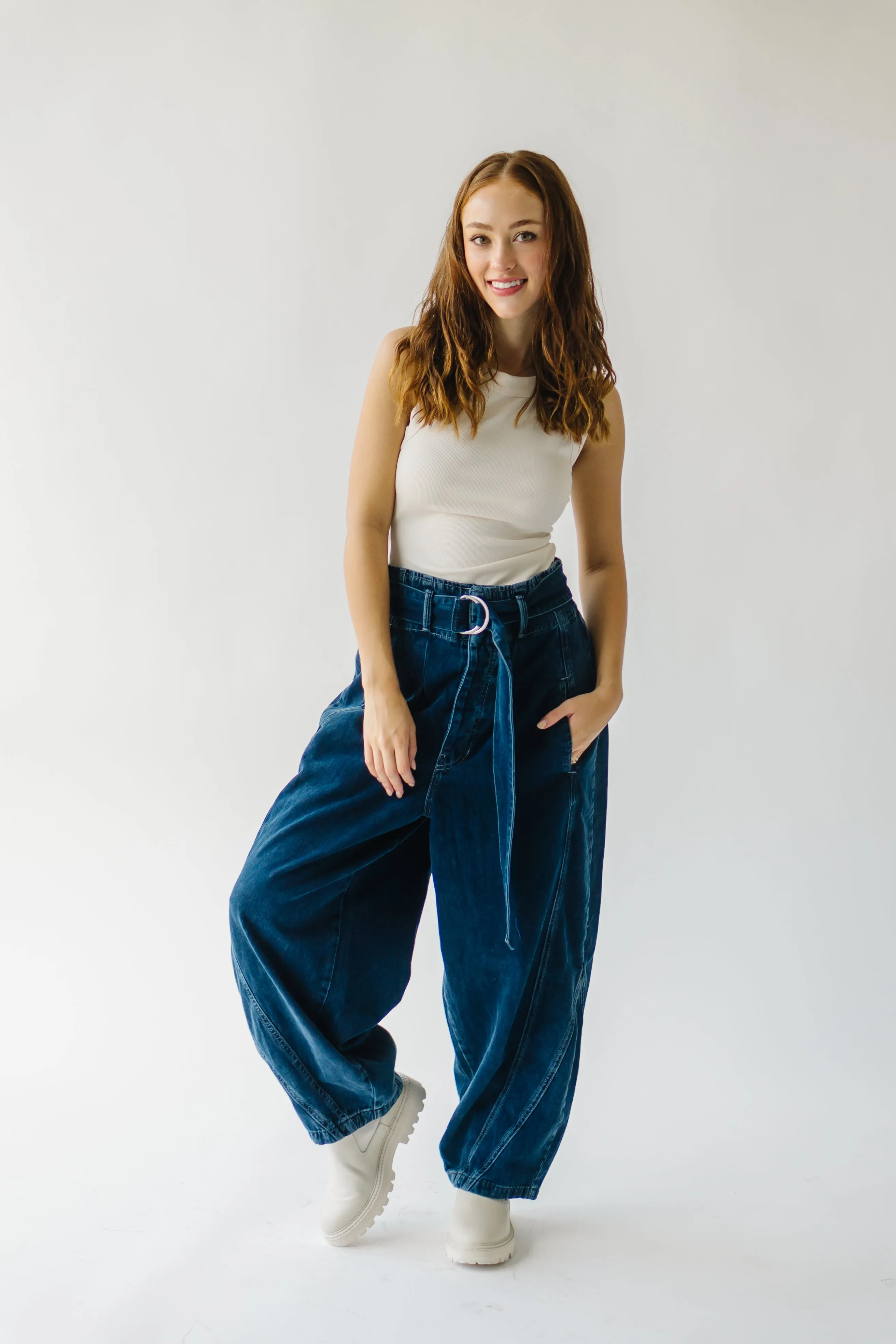 Free People: The Amsterdam High Rise Barrel Jean in Deep Indigo