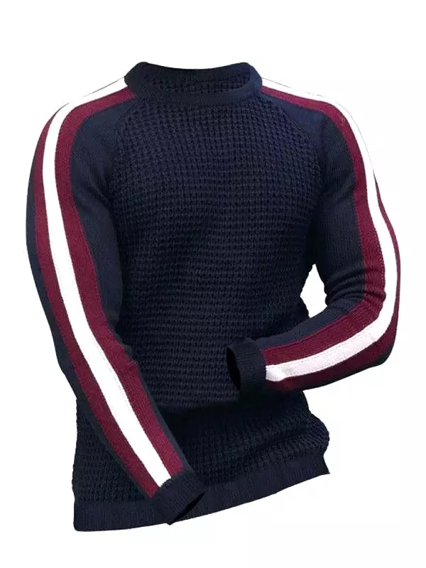 Geometric Round Neck Men Pullover Sweater