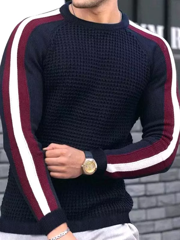 Geometric Round Neck Men Pullover Sweater