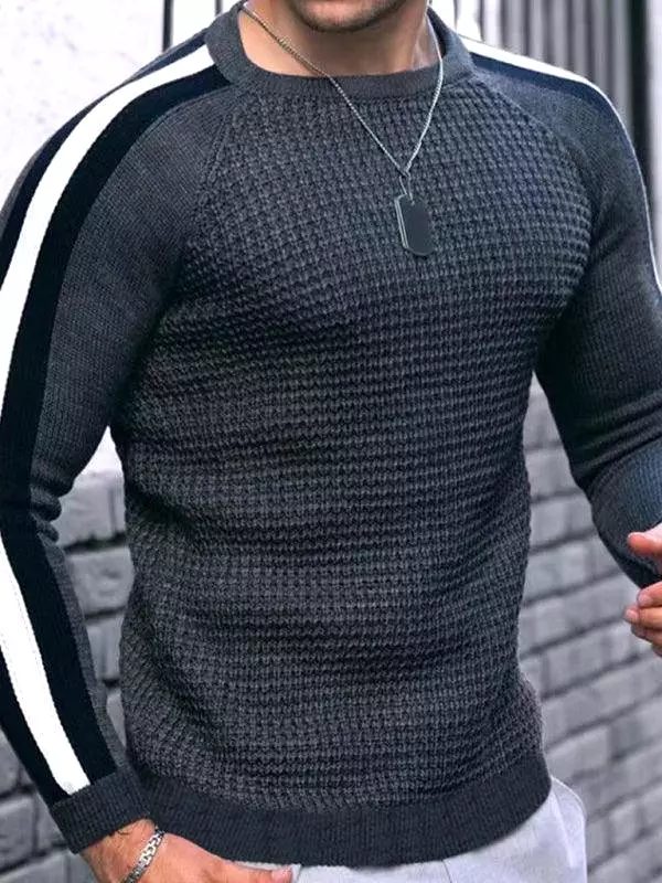 Geometric Round Neck Men Pullover Sweater